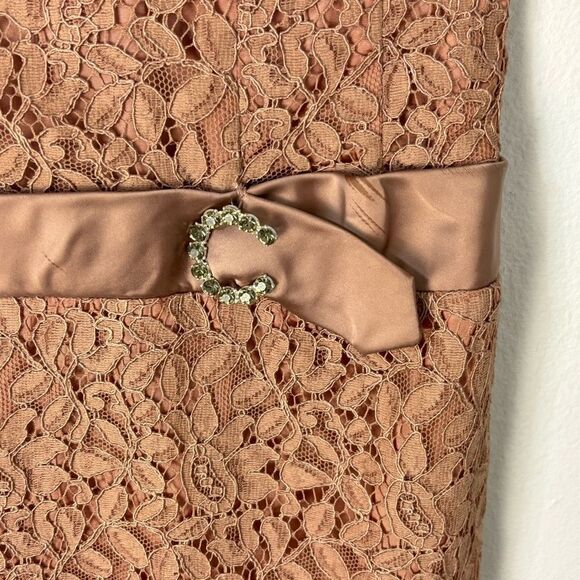 Vtg 50s 60s Lace Midi Dress Dusty Rose Sz S Mid-Century Elegant Old Money Party - Picture 9 of 13